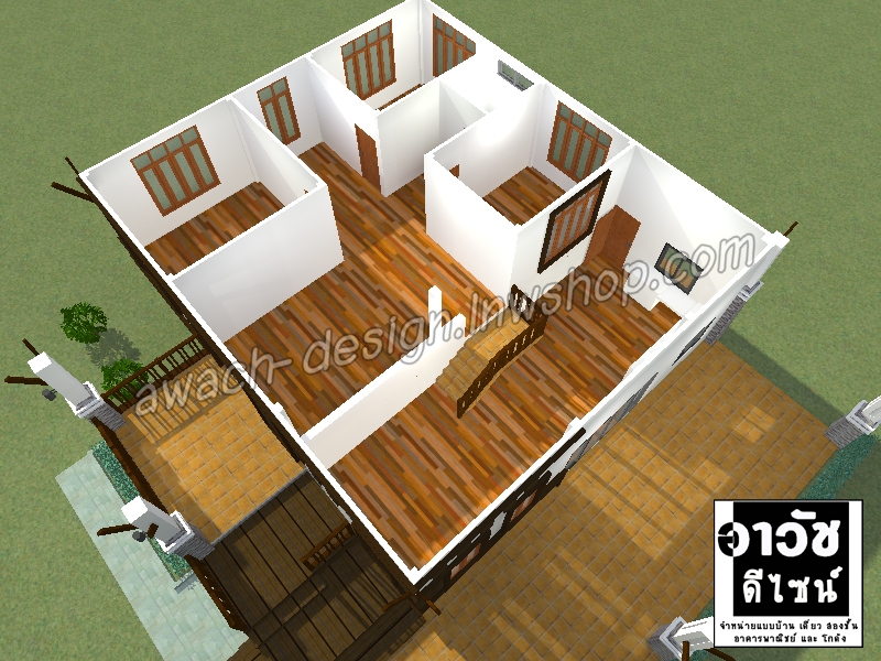 B114 แบบบ้านชั้นเดียว 3 ห้องนอน