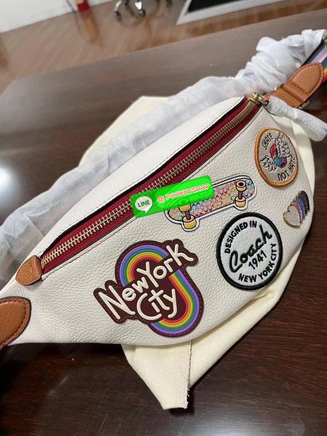 Coach Charter Belt Bag 7 Product Details Signature denim and refined calf leather Inside multifunction pocket Zip closure, fabric lining Adjustable strap for wear at waist