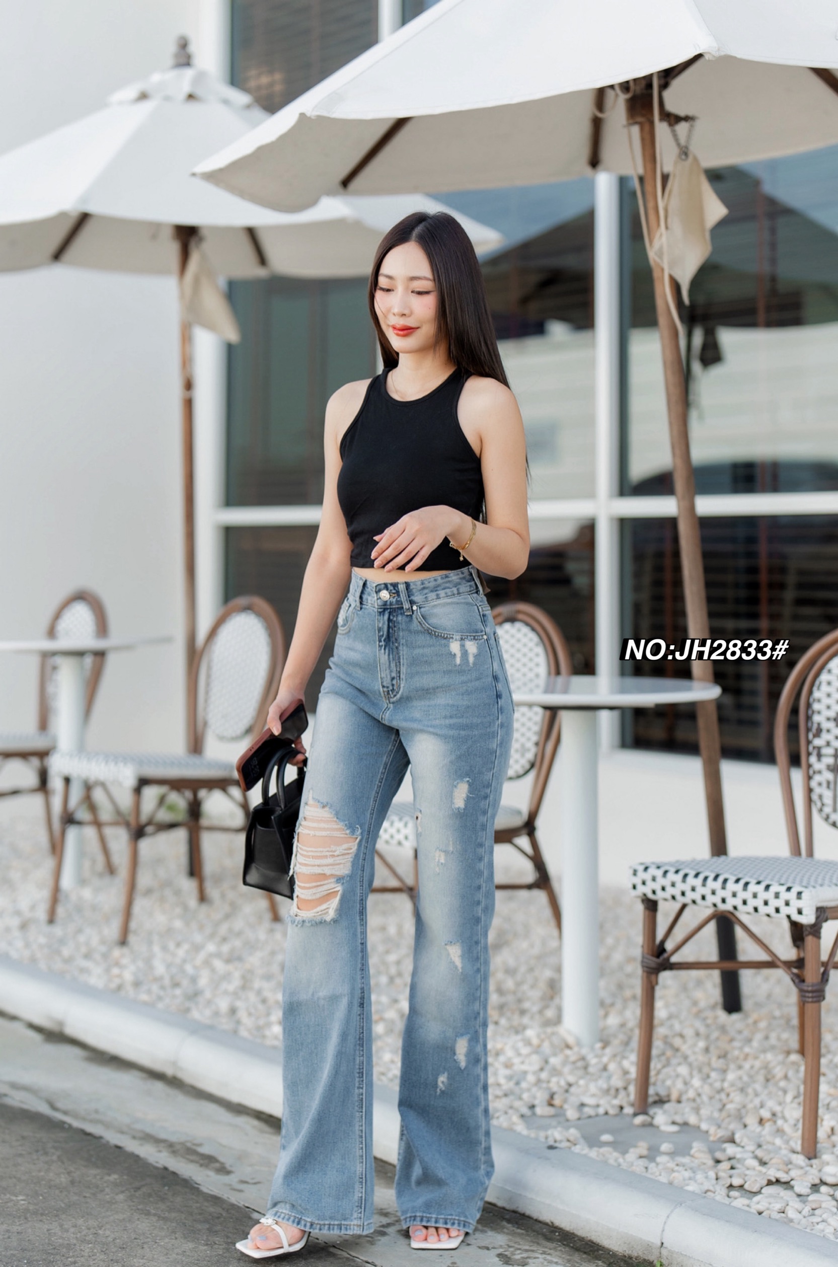 กางเกงแฟชั่น No.JH2833# -กางเกงยีนส์ขาม้ายาว ทรงเอวสูงงงง รุ่นนี้ขอบอกเลยผ้านิ่มมากๆๆ