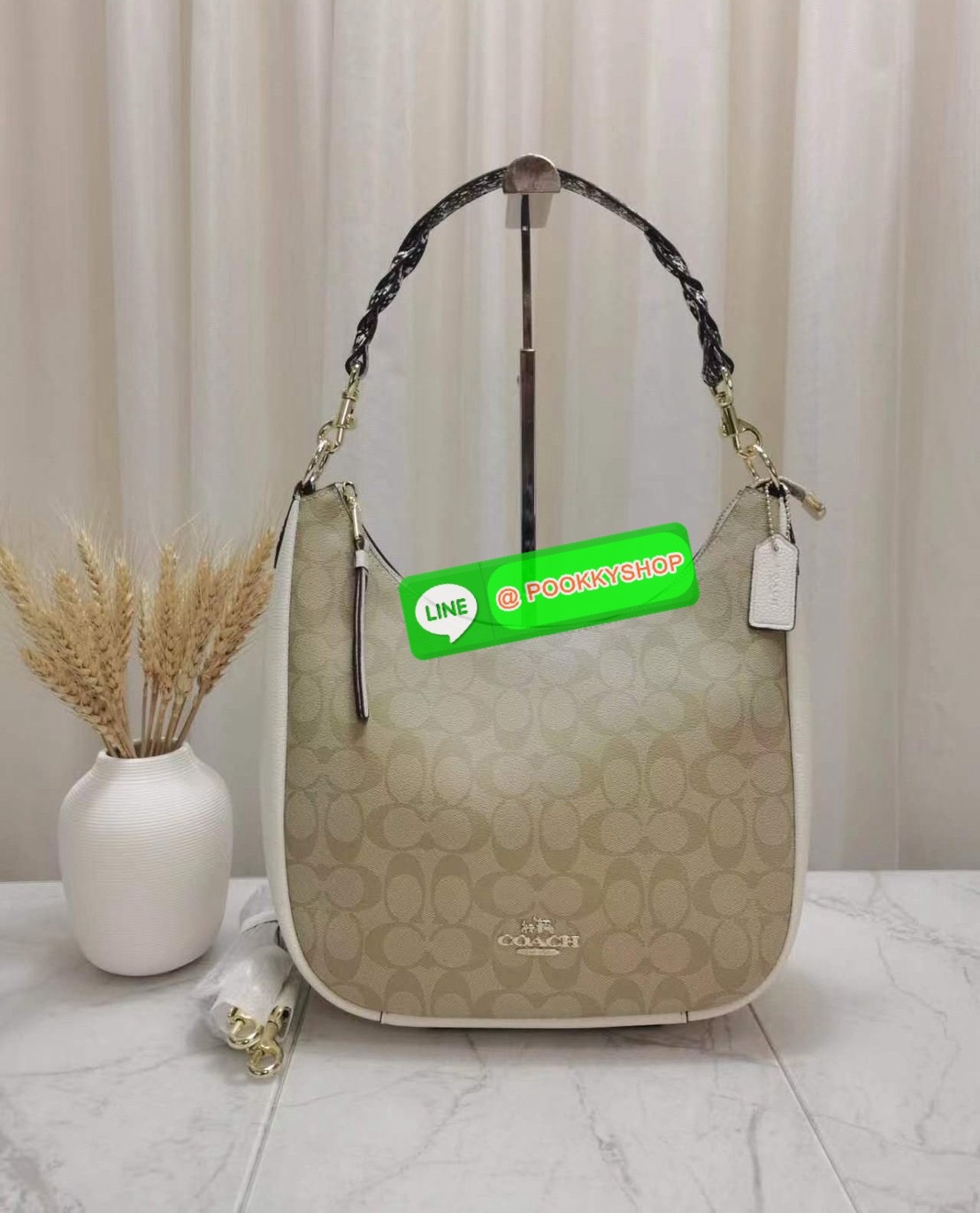 Coach C9190 Jules Hobo Shoulder Crossbody bag Refined pebble leather Inside zip and multifunction pockets Zip-top closure, fabric lining Detachable handle with 11" drop Outside zip pocket