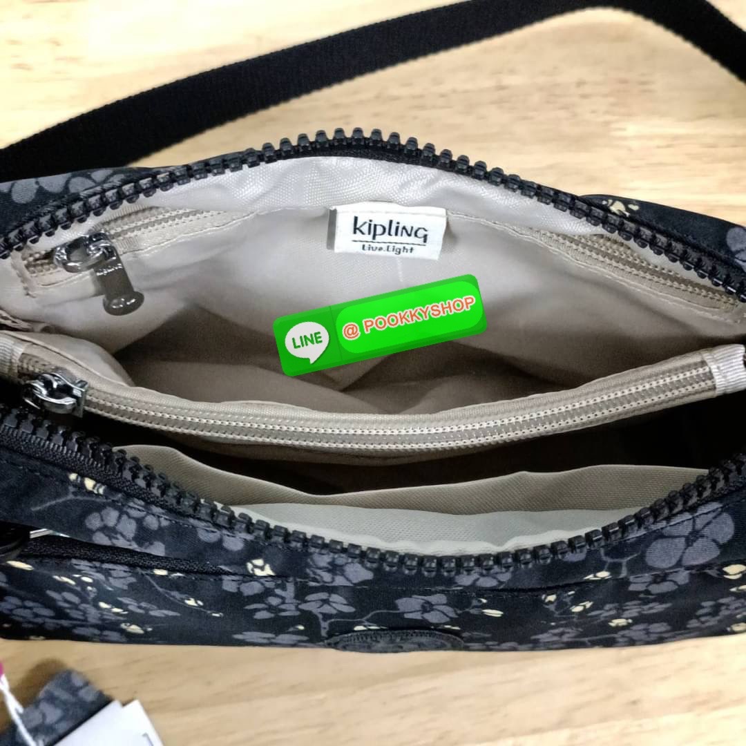 KIPLING Monkey program K16217 Seoul up sling bag รุ่น 3 ซิป สะพายข้าง ขนาดเล็กทรงสี่เหลี่ยมผืนผ้า วัสดุ Nylon 100% หลสกหลายฟังก์ชั่นใช้งาน ครบครันในใบเดียว