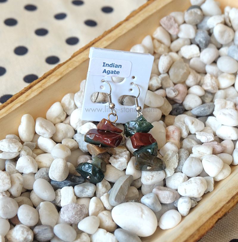 ++ ต่างหู Indian Agate อินเดียนอาเกต (หยกห้าสี) ++
