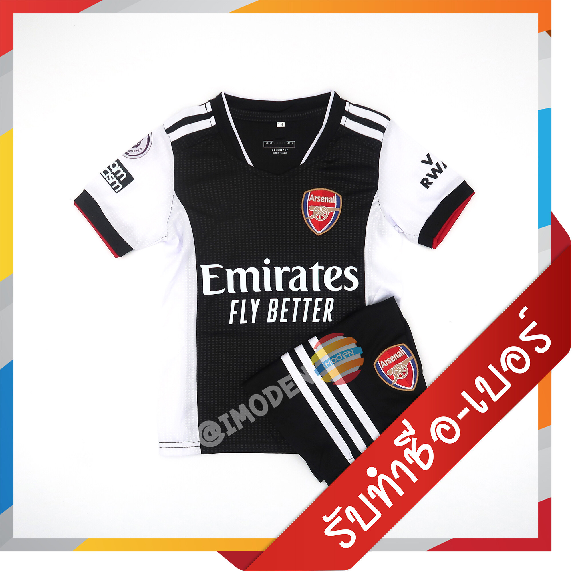 ⚡มาใหม่ ชุดฟุตบอล IMODEN เสื้อบอล เด็ก ได้ทั้งชุด แขนสั้น อาร์เซน่อล สีดำ ARS3226