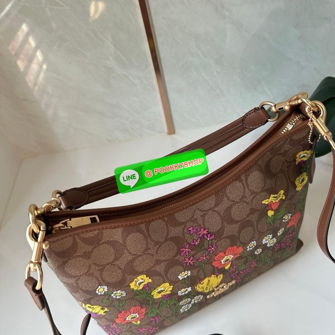COACH LAUREL SHOULDER BAG IN SIGNATURE CANVAS WITH FLORAL PRINT (CR150) 🔖กระเป๋าถือ/สะพายข้าง คอลเลคชั่นใหม่ โดดเด่นปริ้นลายดอกไม้