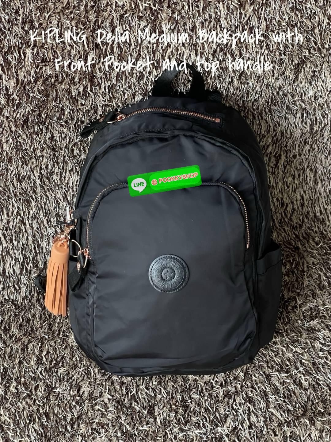 KIPLING Delia Medium Backpack with Front Pocket and top handle คอลเลคชั่นใหม่ล่าสุดจาก Paka Premium เป้ไซส์ขนาดกลางกำลังดีที่สามารถสะพายใช้งานได้ทุกวัน วัสดุ Polyester100% อะไหล่สีRose goldทั้งหมดรวมถึงเจ้าพวงกุญแจmonkeyและพู่หนังrubber เพิ่มความหรูหรา คอ