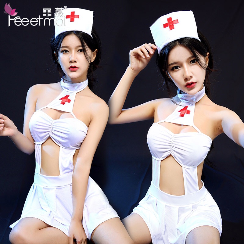 ชุดเดรสขาว นางพยาบาลสีขาว แต่งเว้า สวยเปรี้ยวเซ็กซี่มากๆคะ