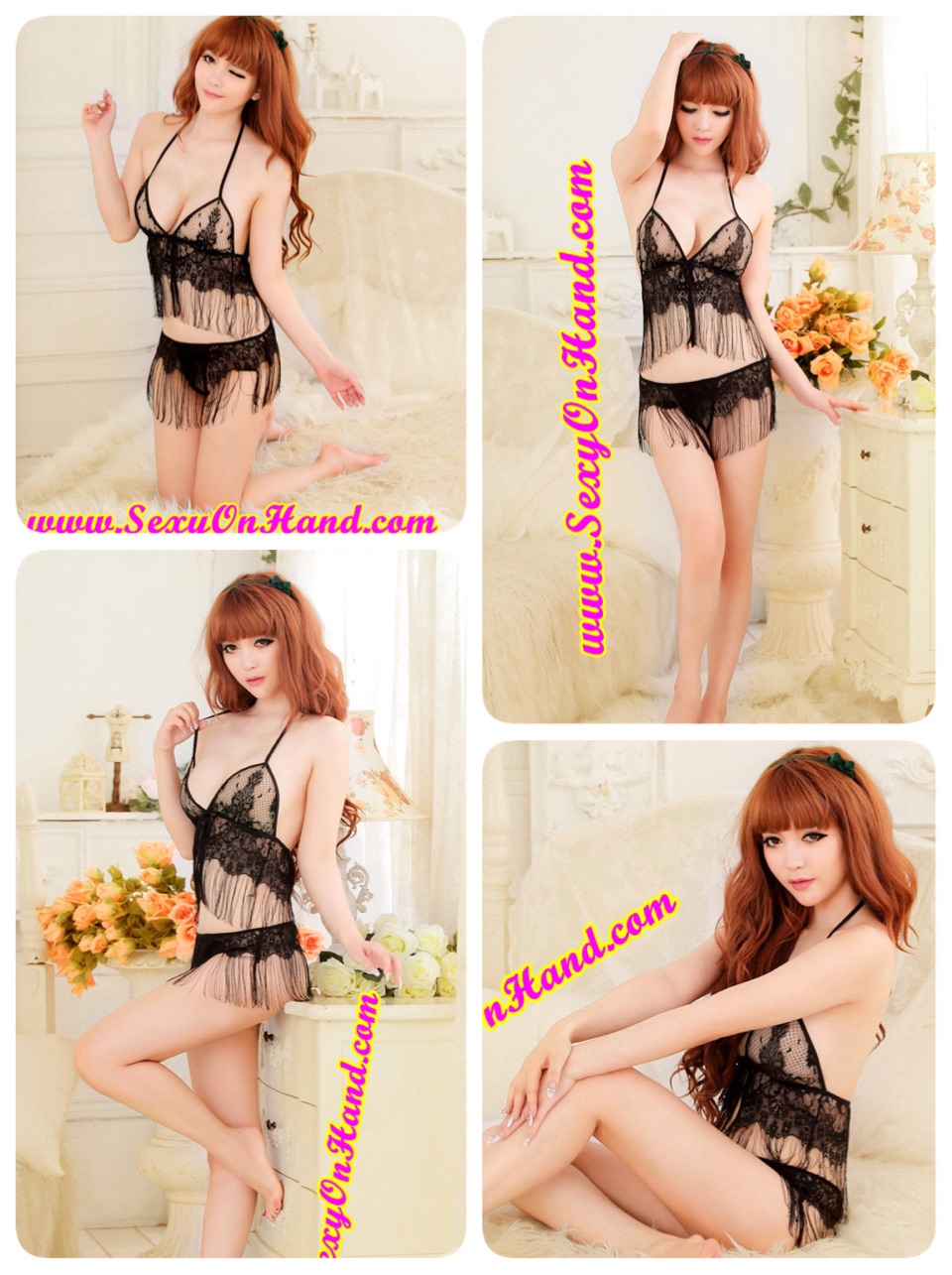 ชุดนอน เซ็กซี่ ชุดนอน ซีทรู บิกินี่ ชุดทูพีซ คล้องคอ แต่งพู่ระย้า สี ดำแต่งลายในตัว แบบเซ็กซี่ และยั่วน้ำลาย มากมายเลยคะ