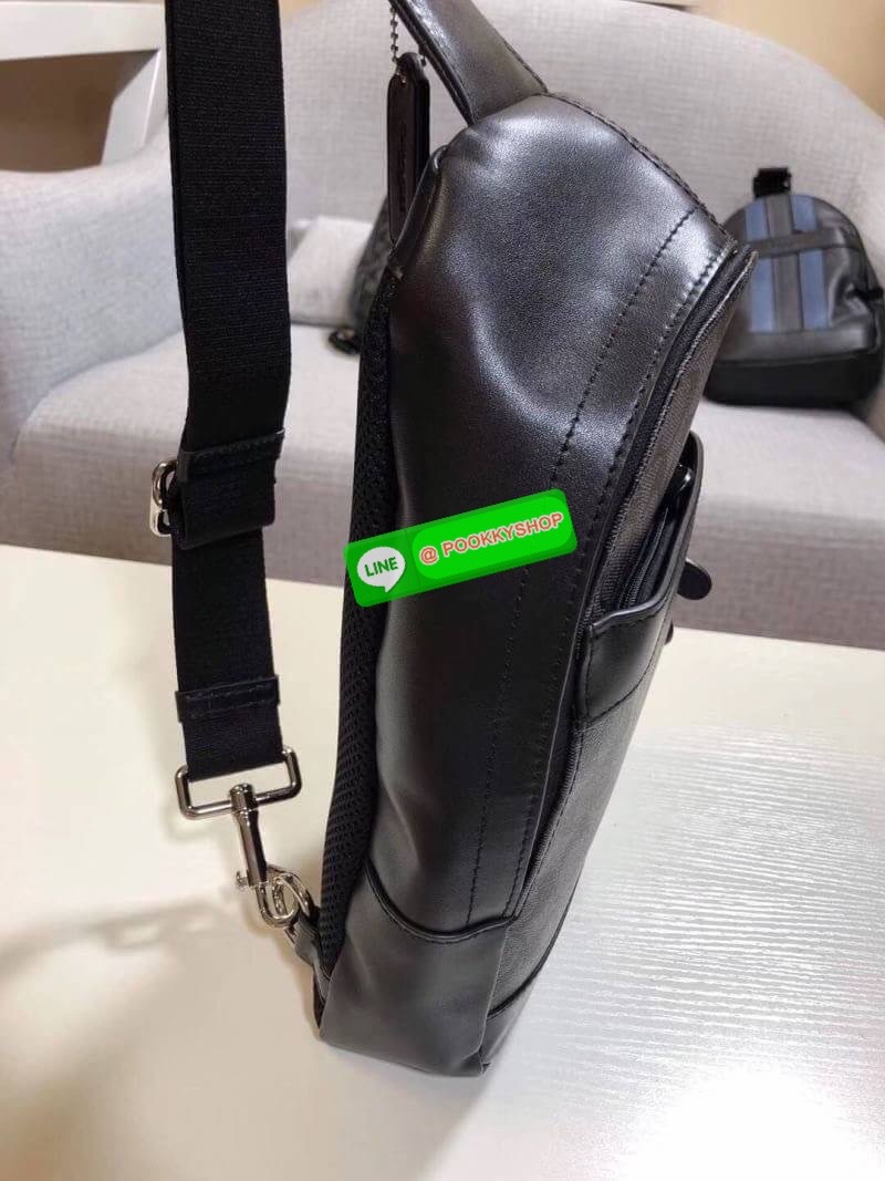 Coach Crossbody Charles Charcoal Black Signature Coated Canvas Backpack