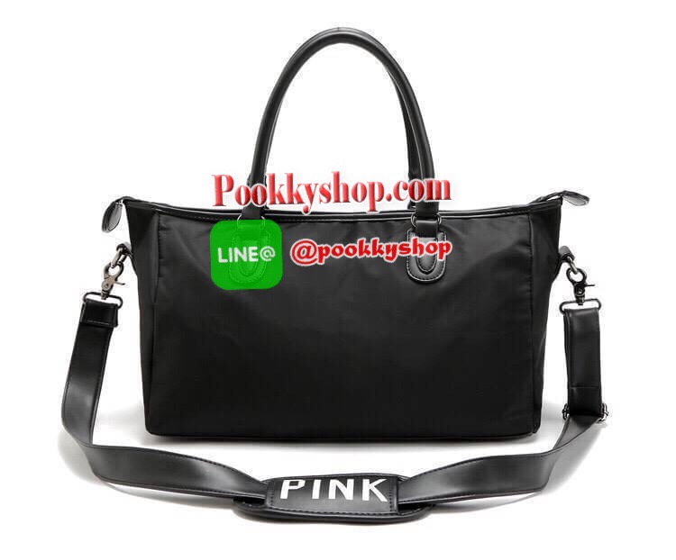VICTORIA'S SECRET Pink travel bag กระเป๋าเดินทางใบขนาดพอดี แข็งแรงใส่ของได้เยอะ โลโก้ปักเลื่อม PINK สีชมพู