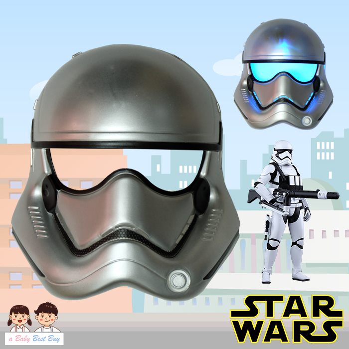 ฮ " Mask Star Wars หน้ากากสตาร์วอร์ First Order Stormtrooper สีเทา มีไฟ ที่ตา