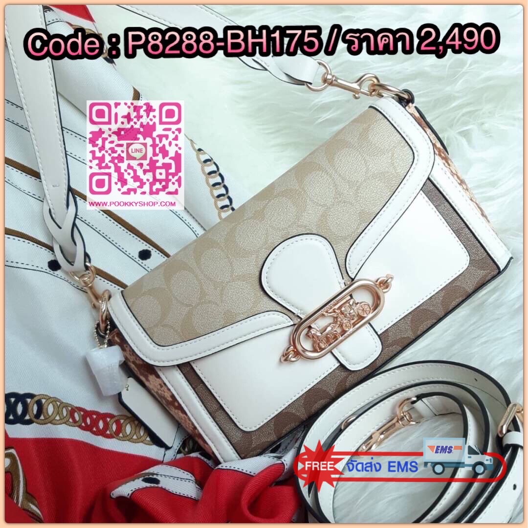 COACH 2723 JADE SHOULDER BAG IN BLOCKED SIGNATURE CANVAS BEST SELLER!! งานหรูเกินราคา!! กระเป๋าสะพายหนังแคนวาสตัดหนังเรียบ ด้านข้างดีไซน์หนังลายงู เข้ากันอย่างมีสไตล์ 😊 สวย เนี้ยบ เฉียบ ผู้ดี!! กระเป๋าเปิด-ปิดด้วยฝาคาด พร้อมแถบแม่เหล็กในตัว รับรอง