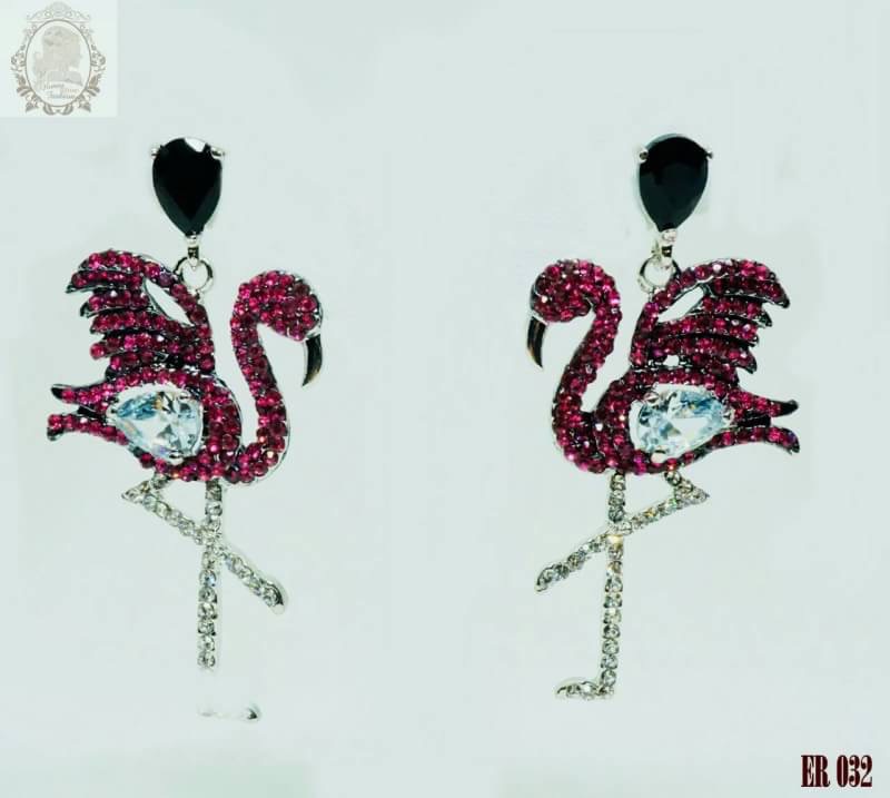 ต่างหูนกฟามิงโก้สุดฮิตประดับพลอยชมพู น่ารักขึ้นไฟ ขนาดกำลังดี อินเทรนสุด จ้า