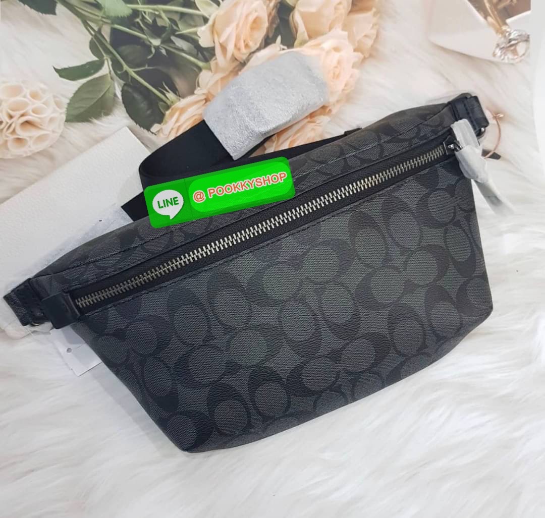 Coach GRADE BELT BAG IN SIGNATURE CANVAS (COACH C1411) Signature coated canvas and refined calf leather| Inside multifunction pocket| Zip closure, fabric lining| Outside zip pocket| Adjustable strap for wear at waist