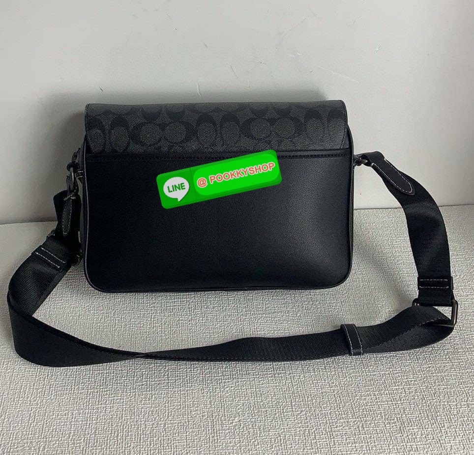 Coach Disney X Coach Track Crossbody In Signature Canvas With Patches Signature coated canvas and smooth calf leather Inside multifunction pockets Zip and speedclip closures, fabric lining Outside slip pocket