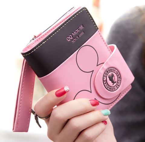 กระเป๋าสตางค์ผู้หญิง ใบสั้น หนัง pu แบบน่ารัก ๆ ลายมิกกี้เมาส์ แบบเก๋ ดีไซน์สวย