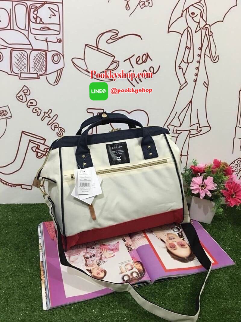 ANELLO 2 WAY POLPESTER CANVAS BOSTON BAG รุ่นใหม่ล่าสุดจากแบรนด์ที่ทุกคนรู้จัก รุ่นนี้วัสดุผ้าแคนวาสเนื้อนิ่มและน้ำหนักเบา ปากกระเป๋ามีโครงเป็นเอกลักษณ์จุดเด่น หูสูง 20 ซม. ด้านหน้ามีช่องซิปใส่ของได้ เปิดปิดด้วยซิปคู่ ภายในกว้าง ใบใหญ่ ใส่หนังสือหรือ A4 โ