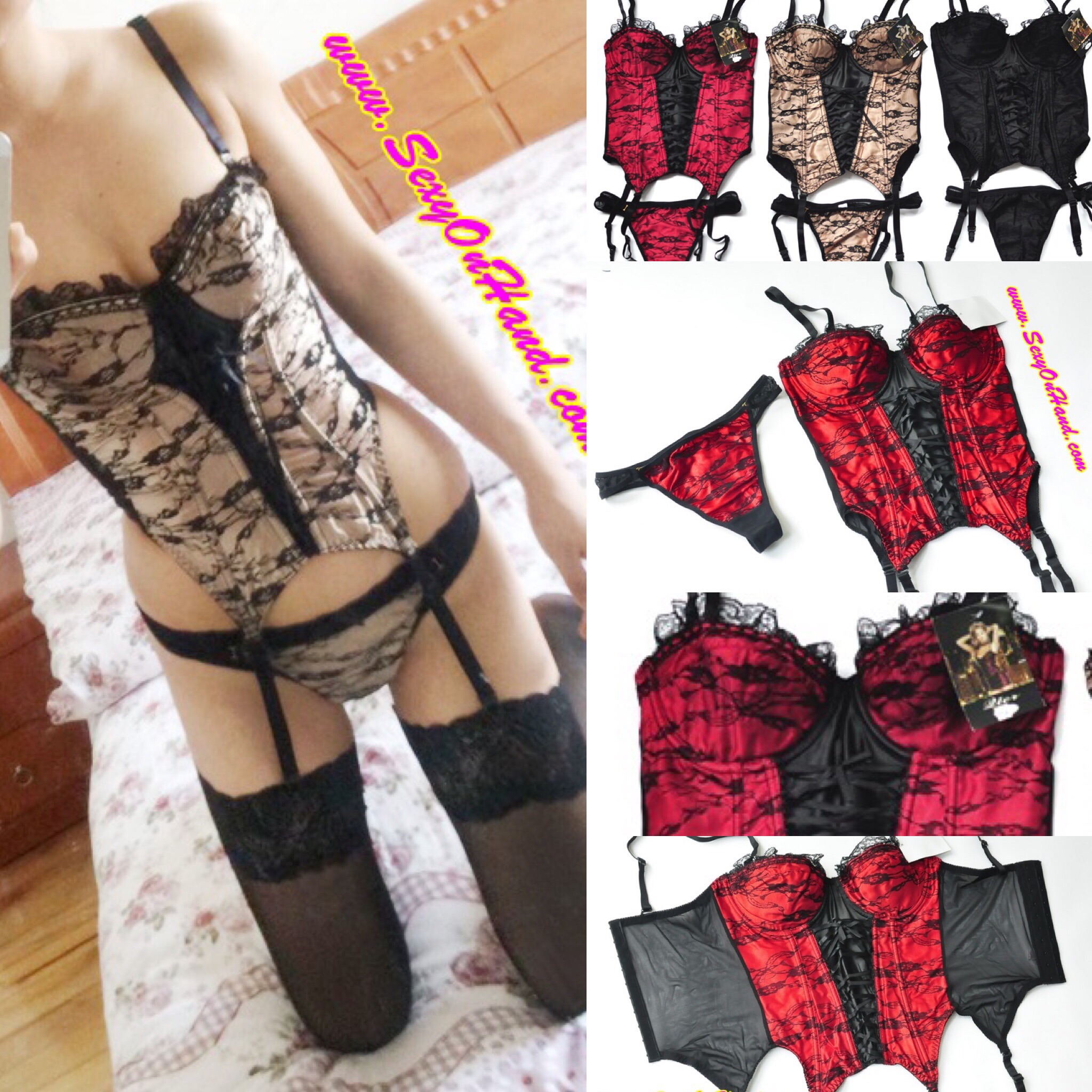 ชุดนอนเซ็กซี่ ชุดนอนสายเดี่ยว sexy สไตล์คอร์เซ็ต สีแดงแต่งลูกไม้ดำ ร้อยริบบิ้น สวยเซ็กซี่ งานส่งออก ญี่ปุ่น สินค้าหลุดโรงงานคะ +สายรัดถุงน่อง (ถอดใส่ได้คะ)+ถุงน่องตาข่าย +กางเกงในT-back เข้าชุด เซ็ทเดียวสุดคุ้มเลยคะ