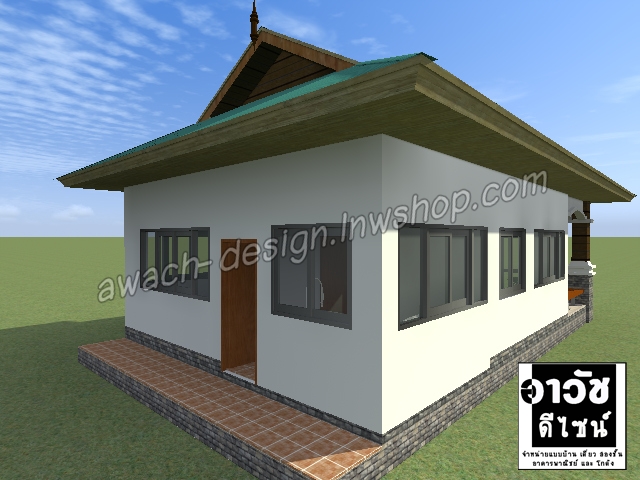 B107 แบบบ้านชั้นเดียว 2 ห้องนอน