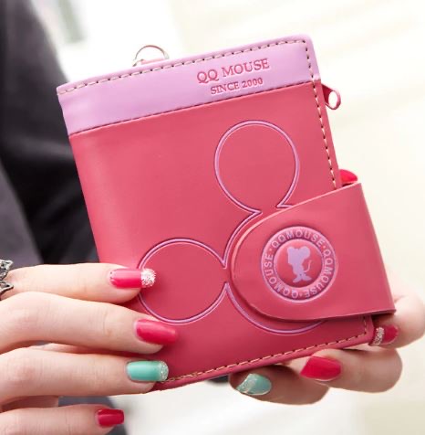 กระเป๋าสตางค์ผู้หญิง ใบสั้น หนัง pu แบบน่ารัก ๆ ลายมิกกี้เมาส์ แบบเก๋ ดีไซน์สวย