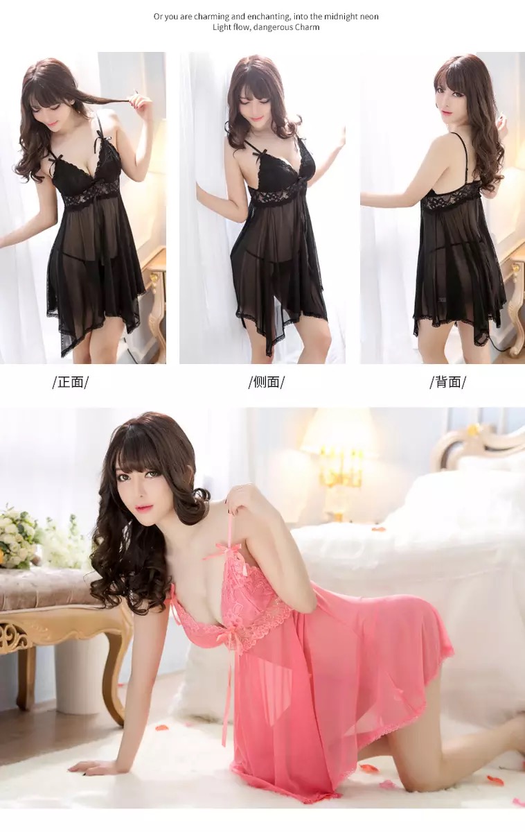 ชุดนอนเซ็กซี่ ชุดนอนซีทรู แต่งลูกไม้ ช่วงอก ชายเล่นระดับ เนื้อผ้าเกรดพรีเมี่ยม ทิ้งตัว สวยหรู มากคะ +G-string เข้าชุดคะ