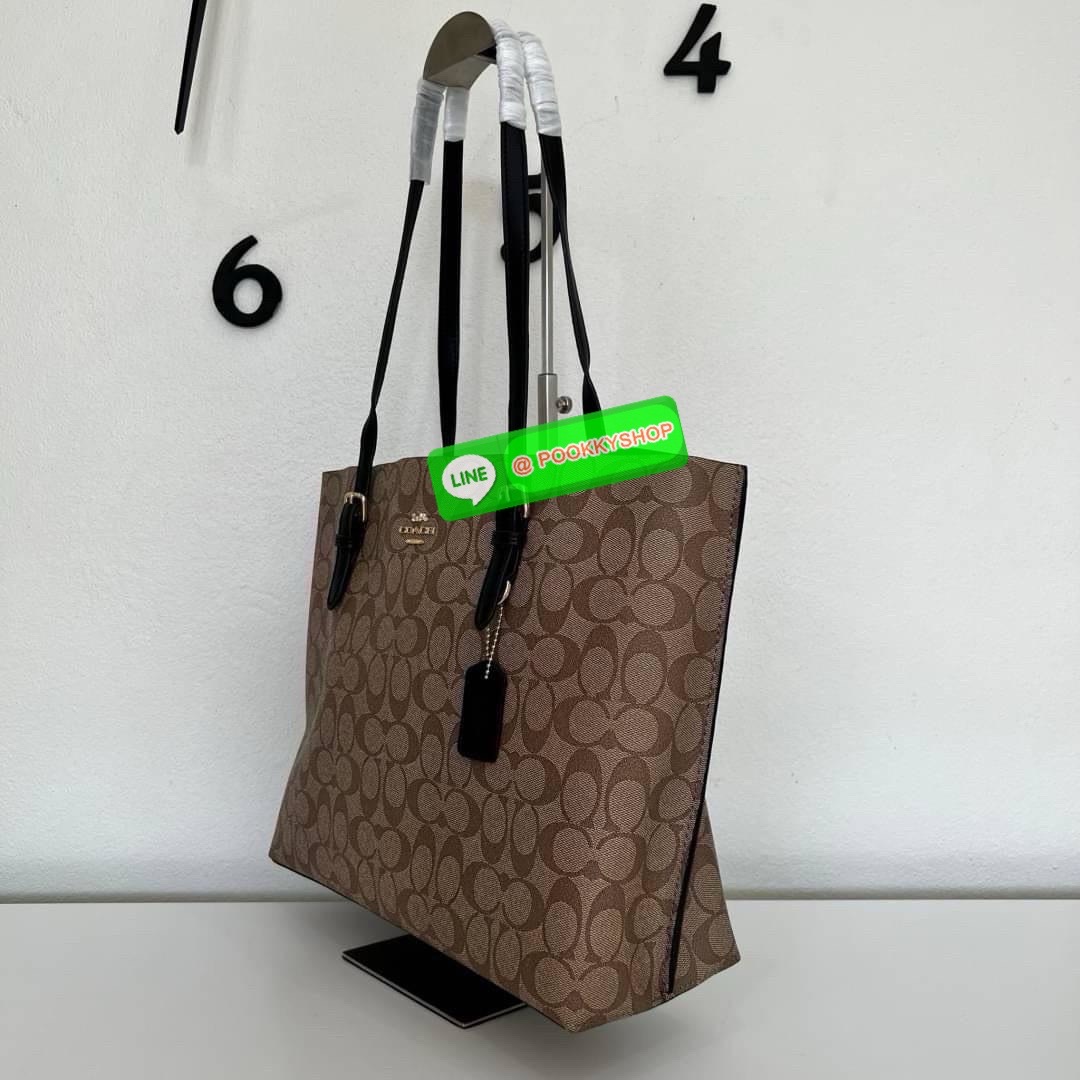 Coach MOLLIE TOTE IN SIGNATURE CANVAS (COACH 1665) กระเป๋าหนังใบเคลือบซิกเนเจอร์และหนังเรียบ ภายในกระเป๋ามัลติฟังก์ชั่น ปิดด้วยซิป ซับในผ้า หูหิ้วพร้อมหูหิ้ว 10 1/4" ช่องเปิดด้านข้าง