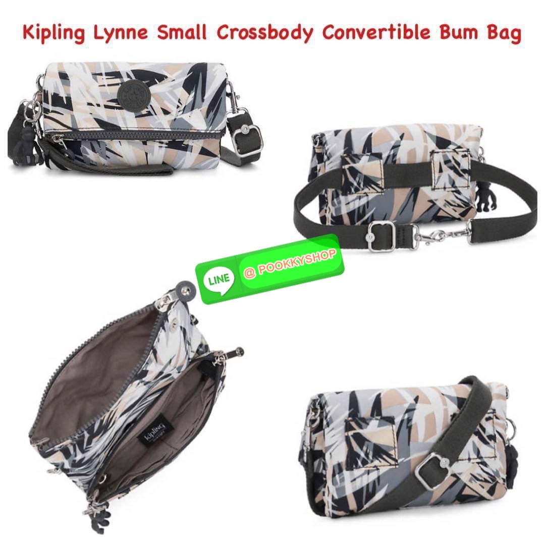 Kipling Lynne Small Crossbody Convertible Bum Bag กระเป๋าที่เป็นได้มากกว่าถือคลัชท์ ขนาดกะทัดรัด มีสะพายแยกนำมาสะพายไหล่หรือคาดอก คาดเอวก็ได้ มีสายสะพายสั้นและยาวอย่างละ1เส้น ถอดสับเปลี่ยนใช้งานได้ และยังสามารถถอดสายออก ใช้เป็นกระเป๋าคลัชได้ ใช้งานได้2ช่อ