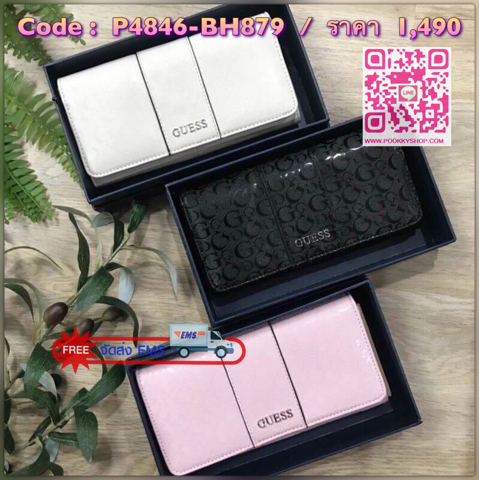 RESTOCK รุ่นยอดนิยม! GUESS FACTORY WOMEN'S WALLET 2018 กระเป๋าสตางค์ใบยาวดีไซน์ยอดนิยมหนังปั้มโลโก้รอบใบด้านหน้าประดับโลโก้แบรนด์สวยหรู เปิดปิดด้วยฝาปิด ภายในมีช่องใส่รูป ช่องใส่ธนบัตร แบงก์พัน และช่องใส่บัตรหลายช่อง แยกเป็นสัดส่วน ภาพถ่ายจากสินค้าจร