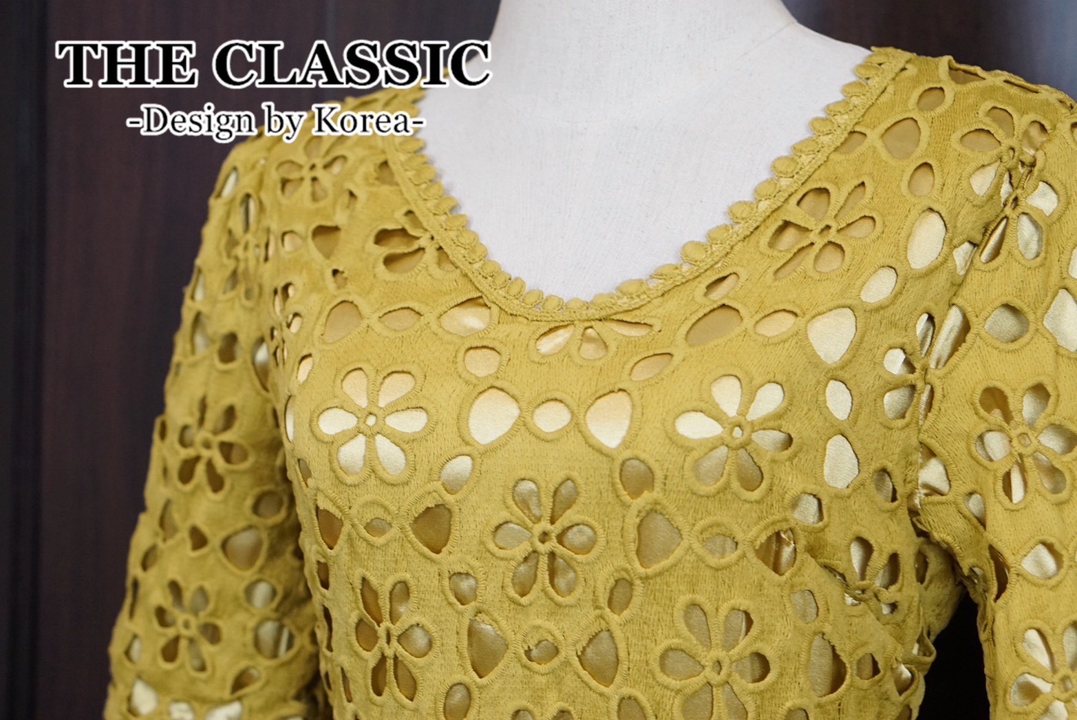 เดรสแฟชั่น เดรสลูกไม้ยาว ใช้ผ้าลูกขึ้นลายดอกไม้ เนื้อแน่นอย่างดีมีน้ำหนัก