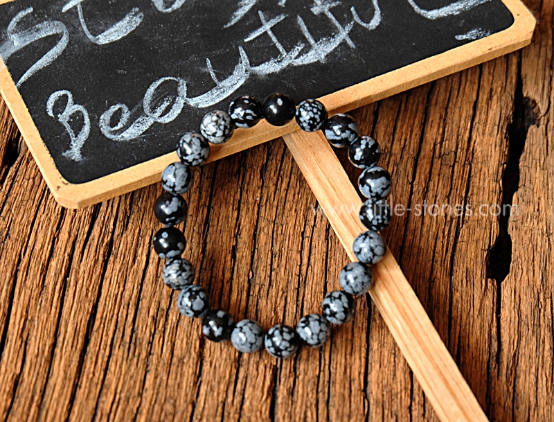 ++ Snowflake Obsidian - สโนว์เฟลคออปซีเดียน เม็ดกลมขนาด 8 mm ++