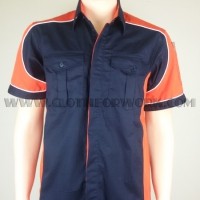 รหัส A110: เสื้อช่างแขนสั้นแบบกรมข้างส้มไหล่โค้ง
