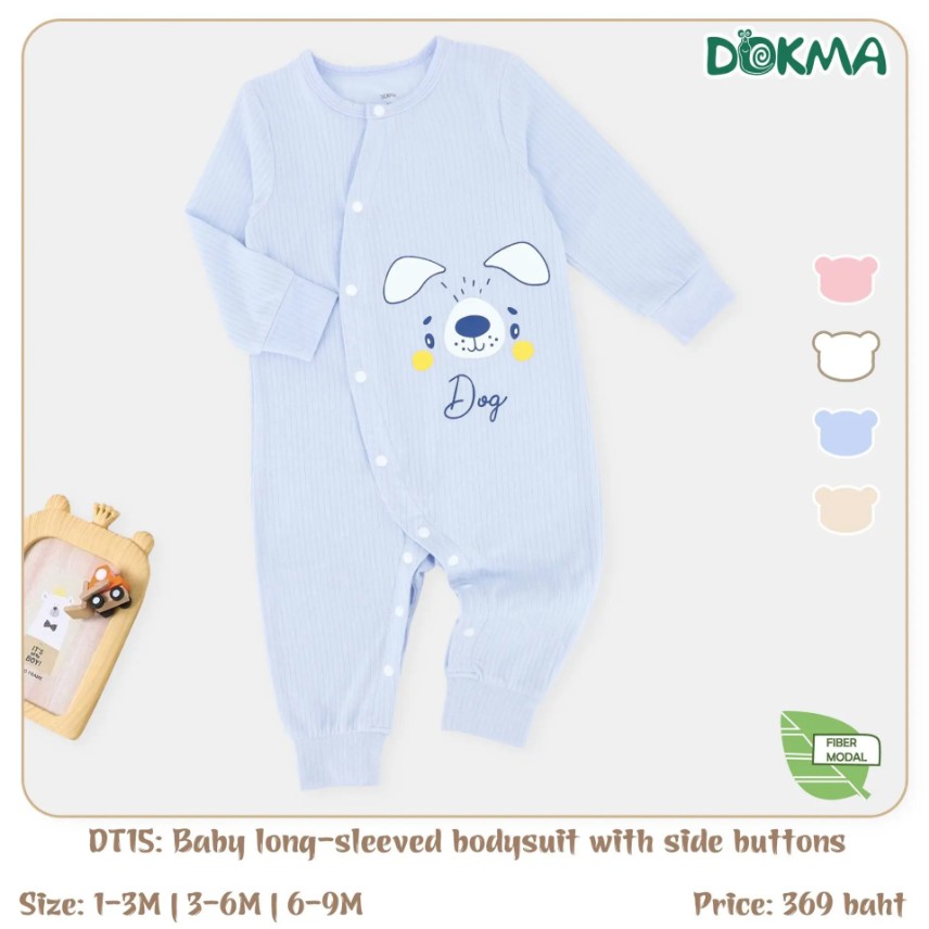 DOKMA Kids ชุดบอดี้สูทกระดุมป้ายแขนยาว 1-3 M modal