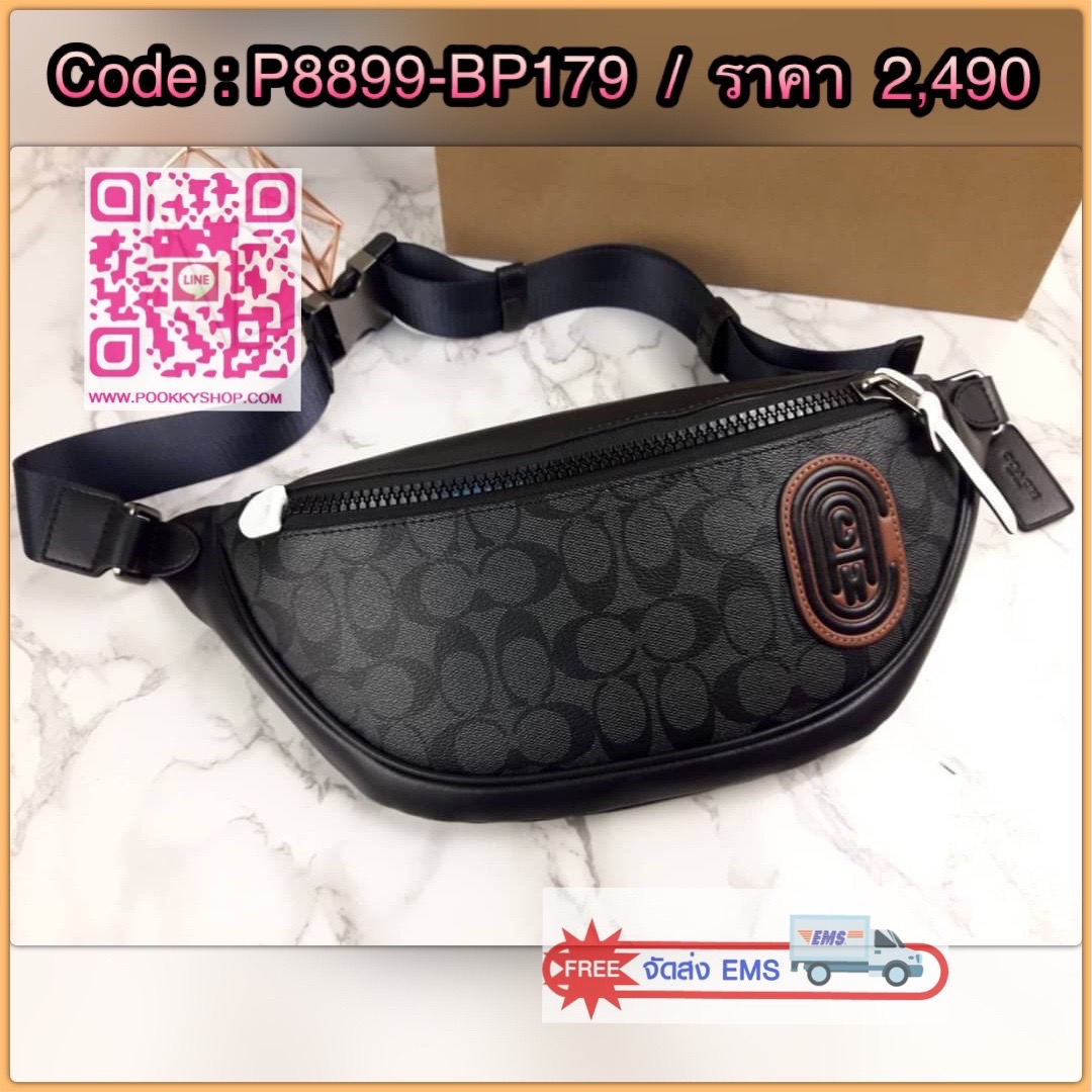 BLACK IN STOCK💥 BEST SELLER!!🔥🔥 >>>มาแล้วๆ ระดับตัวTOP รุ่นฮิต ที่ทุกคนรอคอย😎😎 COACH RIVINGTON BELT BAG IN SIGNATURE CANVAS WITH COACH PATCH(COACH 79037)🍁อย่างหล่อเลย สุดเท่ ลงตัวจริงๆ!! //⚠️