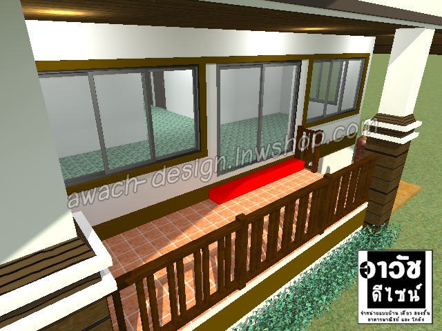 C0328 แบบบ้านพักอาศัย 1 ชั้น 3 ห้องนอน