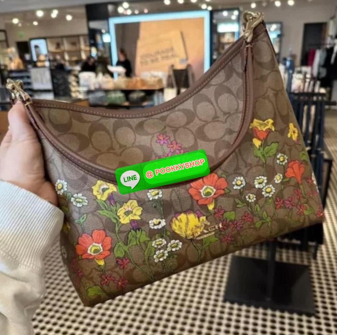 COACH LAUREL SHOULDER BAG IN SIGNATURE CANVAS WITH FLORAL PRINT (CR150) 🔖กระเป๋าถือ/สะพายข้าง คอลเลคชั่นใหม่ โดดเด่นปริ้นลายดอกไม้