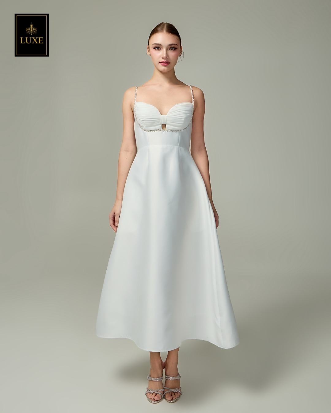 เดรสแฟชั่น เดรสเสื้อสายเดี่ยว กระโปรงทรงเอ