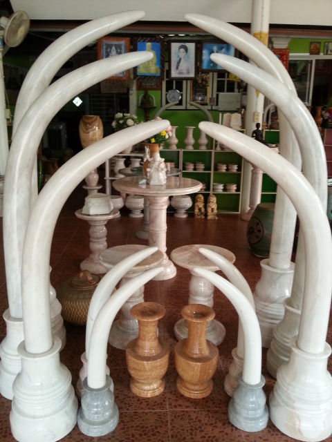 งาช้างคู่ หินอ่อน ขนาดสูง 120 ซ.ม.