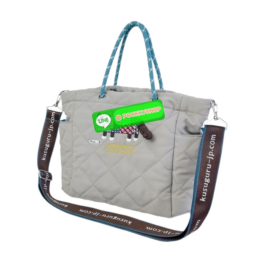 กระเป๋าโท้ท Kusuguru Japan Matilda-san กระเป๋าผ้าโพลีเอสเตอร์แบบสะพายข้างลายแมว Matilda จากคอลเลคชั่น 2025