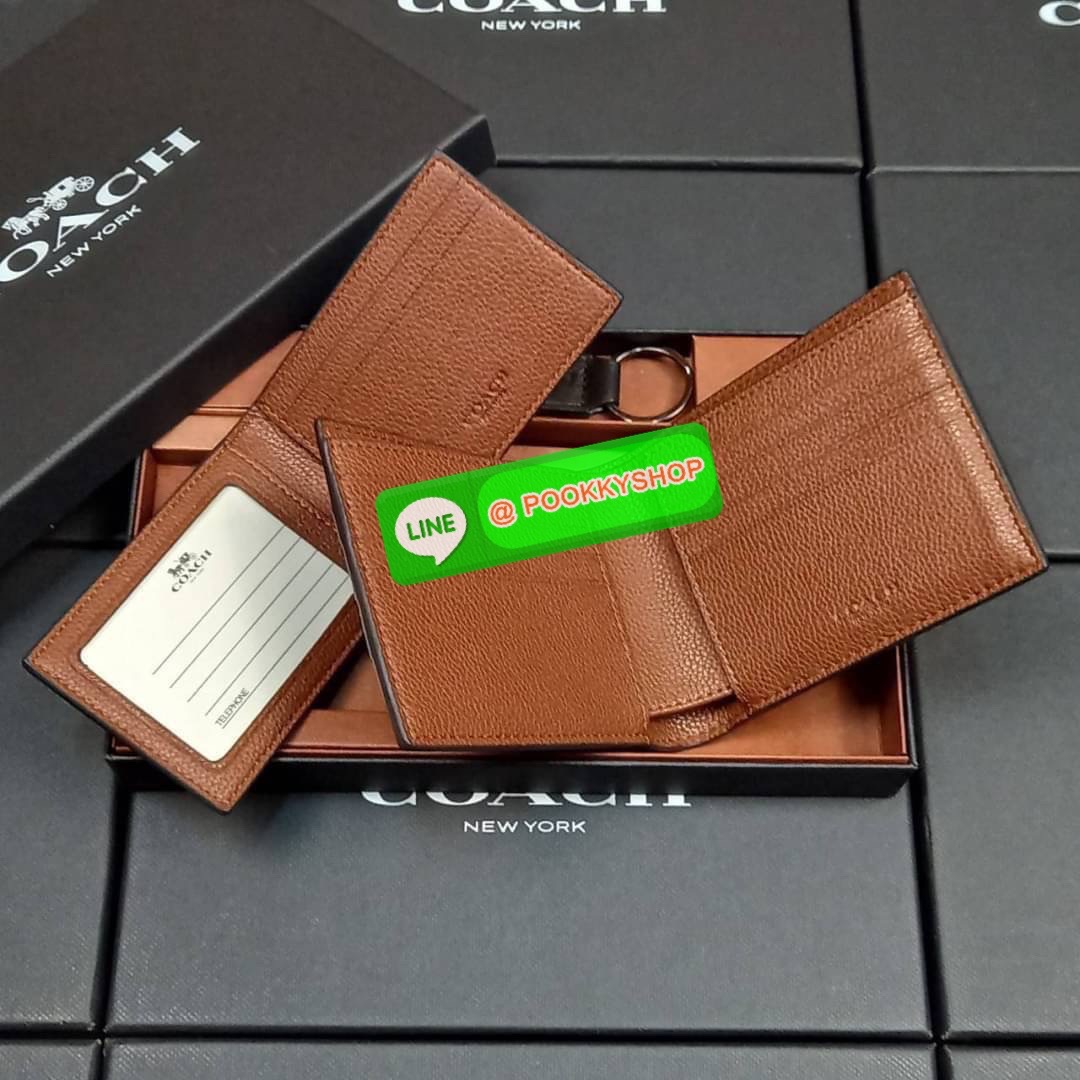NEW IN💥>>มีกันหรือยัง ใช้แล้วหล่อมากน้า😎//>>COACH 3-IN-1 WALLET WITH VARSITY STRIPE WITH KEY FOB LIMITED BOX (COACH F24649)🍁กระเป๋าสตางค์ มี ID ใบลูก สำหรับใส่บัตรแยก มีพวงกุญแจ ใช้แล้วดูหล่อสุดๆ🔸️**จะใช้เอง หรื