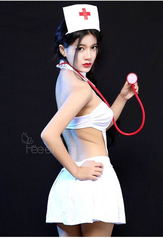 ชุดเดรสขาว นางพยาบาลสีขาว แต่งเว้า สวยเปรี้ยวเซ็กซี่มากๆคะ