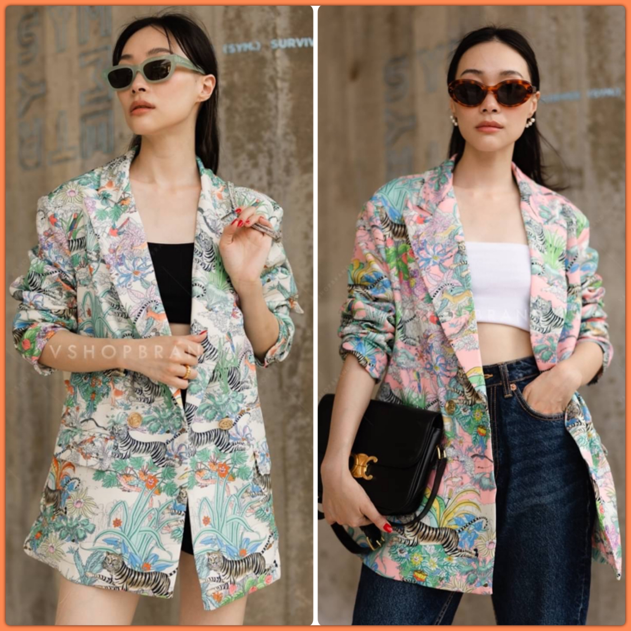 เบลเซอร์สูทลาย animal สีสันจัดจ้าน ต้อนรับซัมเมอร์ไปเลยค้า ตัวสูทคัตติ้งเนี้ยบ ทรงoversize เย็บซับติด งานสวยมากๆค่ะ