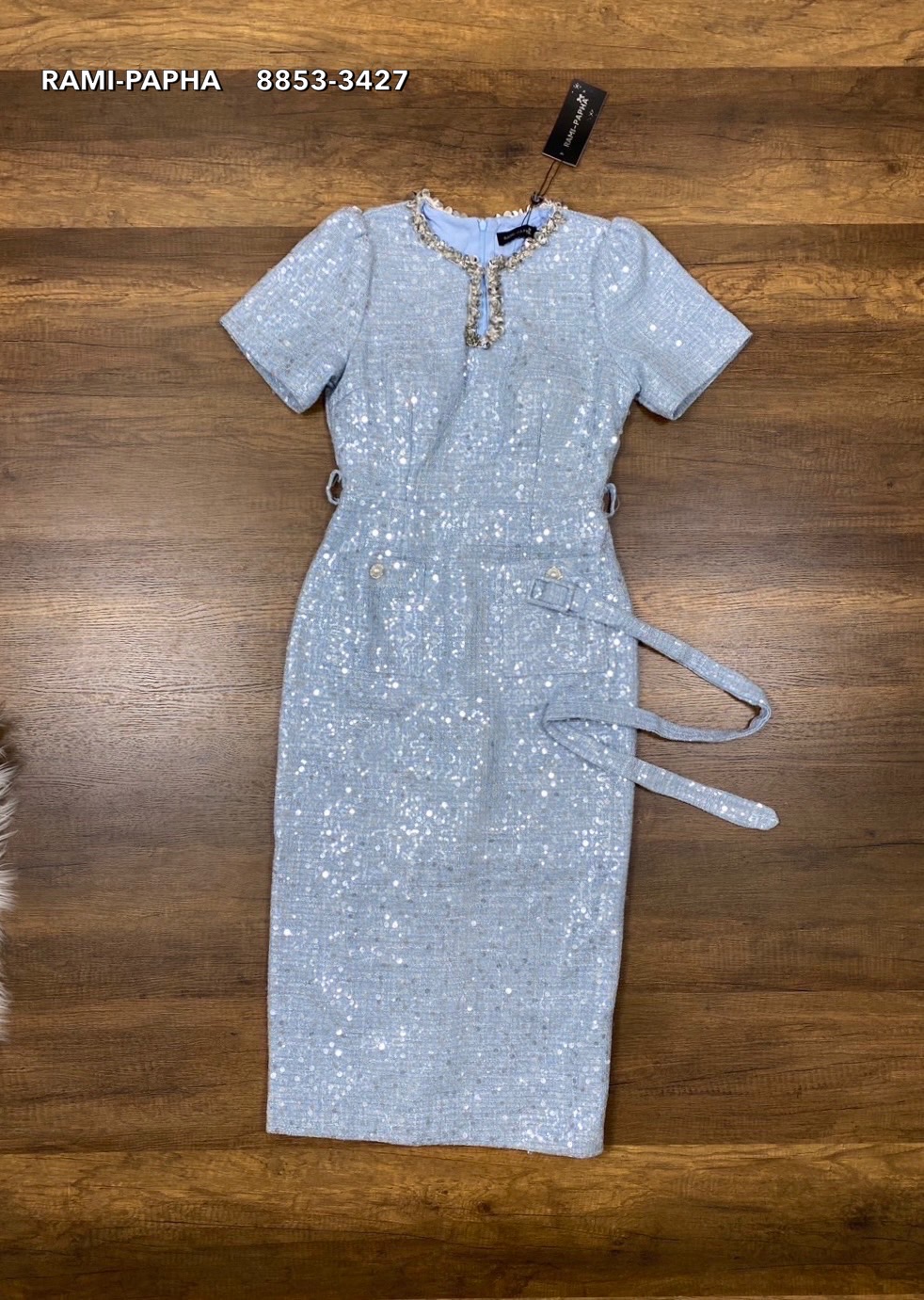 เดรสแฟชั่น เดรสตัวยาวเนื้อผ้าทวีตปักwinkสวยหรูโดดเด่น