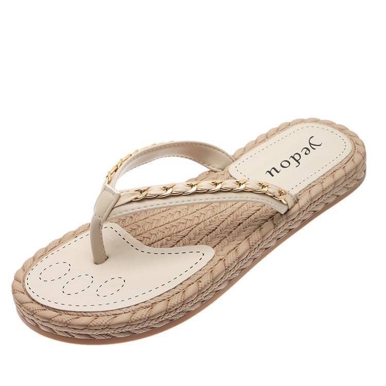 พร้อมส่ง รองเท้าแตะหนีบ สายเปียอะไหล่ทอง พื้นปอนิ่ม น้ำหนักเบา ใส่สบายเท้า ไม่บาดเท้า