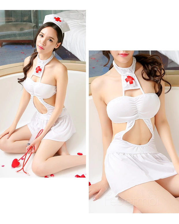 ชุดเดรสขาว นางพยาบาลสีขาว แต่งเว้า สวยเปรี้ยวเซ็กซี่มากๆคะ สำเนา