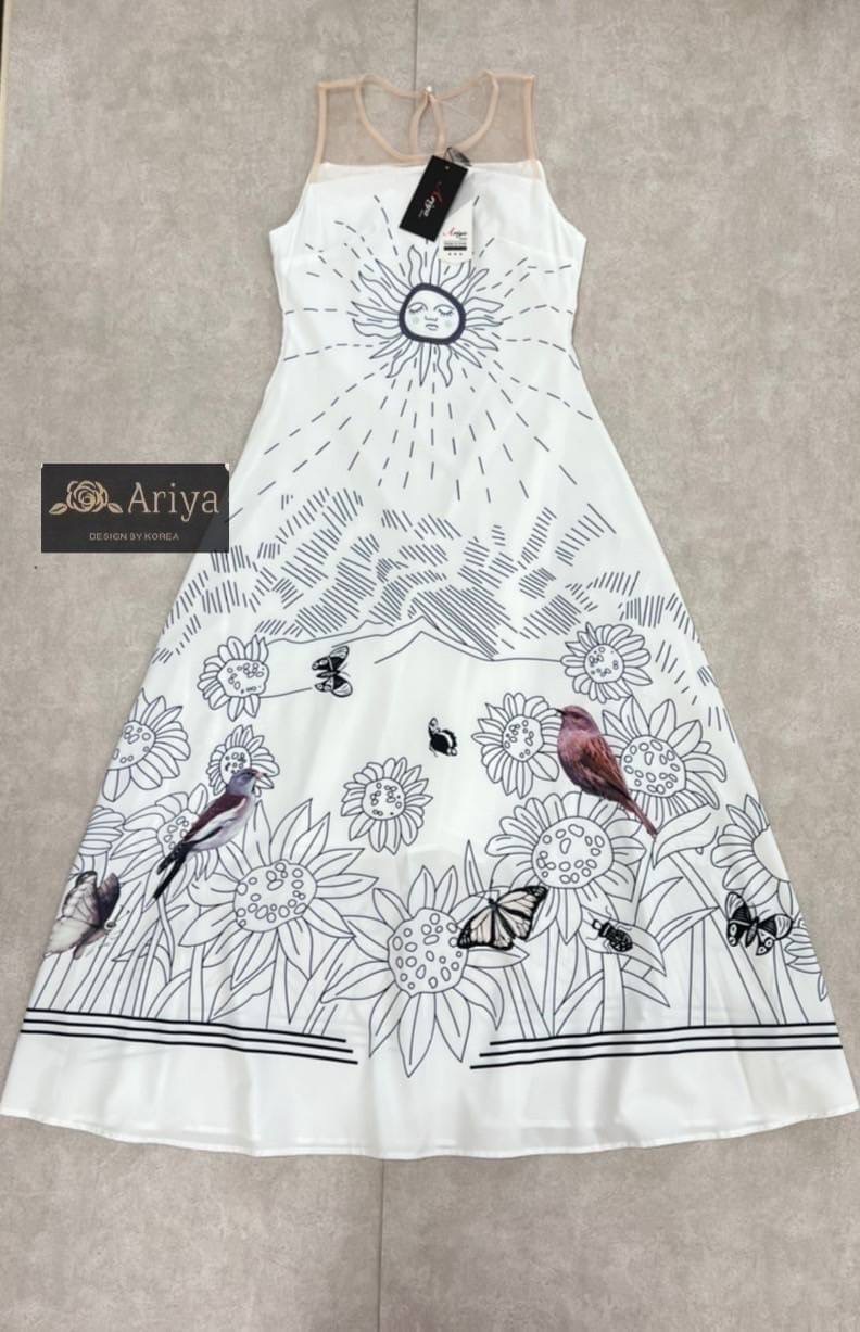 เดรสยาวพิมลาย แขนกุดน่ารักมากแม่ใส่สบายใส่ทำงาน อยู่บ้าน ความสวยเป๊ะจัดเลย ใส่เที่ยว งานหรูดูแพง