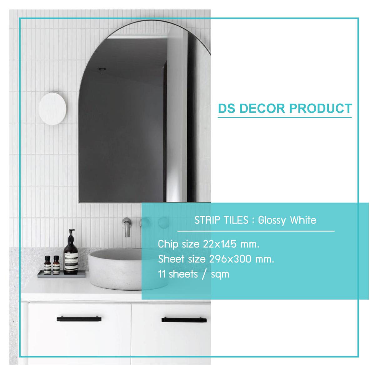 STRIPE TILES : Ceramic Glossy white (ติดตาข่าย)