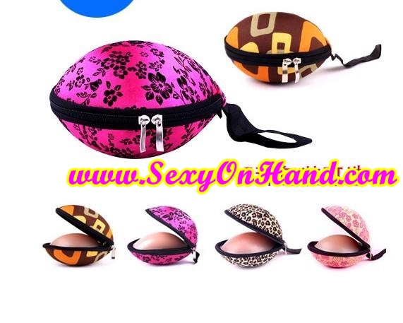 กระเป๋า ซิบ ทรงแข็งสีชมพู ลายดอก สำหรับ ใส่ซิลิโคนบรา Freebra (Cup B /34) บราไร้สาย แบบพกพา สะดวก สำหรับท่องเที่ยวและเดินทาง / คัพ B (ขนาด 34)