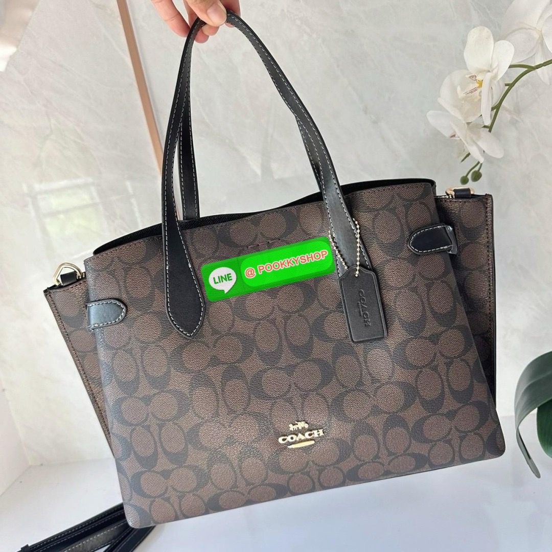 COACH HANNA CARRYALL IN SIGNATURE CANVAS (CH542) 🔖กระเป๋าสะพายไหล่/ถือ รูปทรงสวยหรู ลุคคุณนายมากแม่