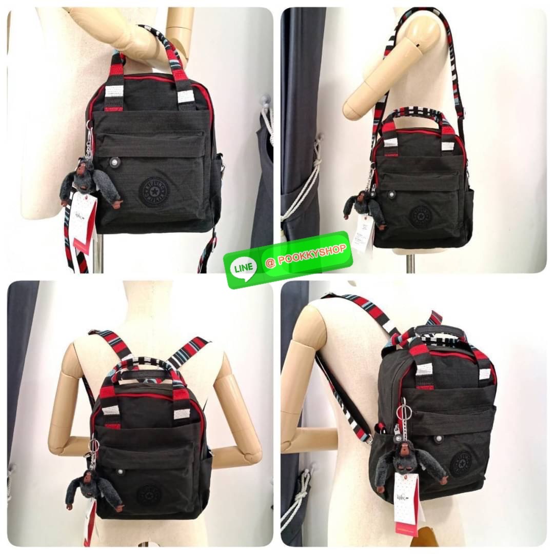 KIPLING 3 WAYS MINI BACKPACK ซับในลายตาราง กระเป๋าสะพาย 3 Ways รุ่นใหม่ วัสดุ Nylon & Polyester 100% หูหิ้วหนังปั๊มชื่อแบรนด์ สายสะพายยาวเลื่อนปรับได้ free size และ สามารถถอดได้ สามารถถือหรือสะพายได้ จะสะพายไหล่ สะพายเฉียง Crossbody หรือจะคล้องสายเป็นเป้ส