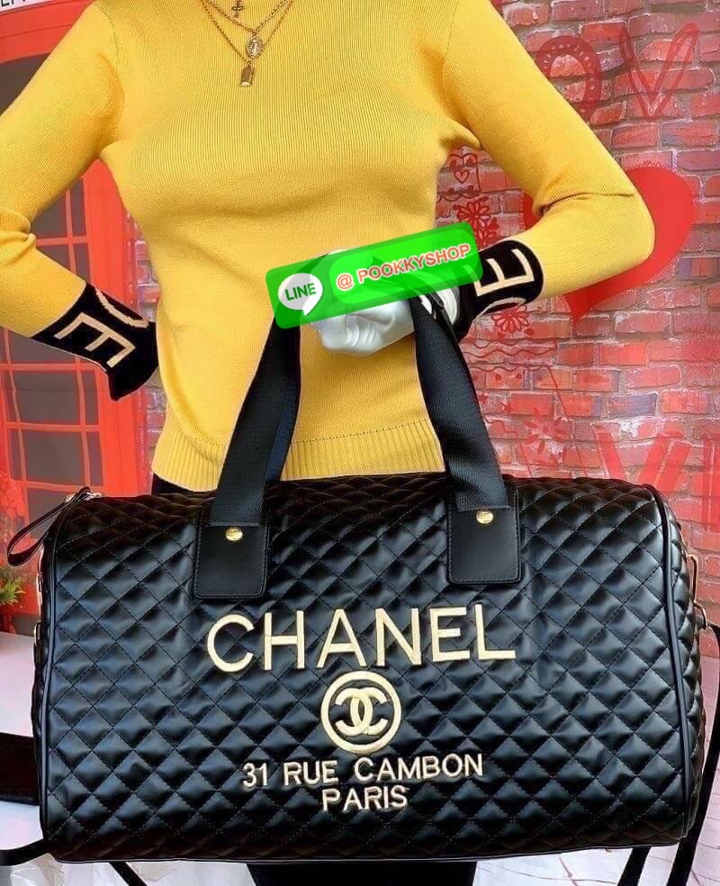 RESTOCK....BEST SELLER CHANEL VIP GIFT Large Travel Bag MUST HAVE! CHANEL VIP GIFT Large Travel Bag กระเป๋าเดินทางใบใหญ่ Gift With Purchase (GWP) รุ่น Limited Edition พรีเมี่ยมกิ๊ฟของเเท้จาก Chanel Counter หนังลายตารางเนื้อหนาสีดำกันนำ้ดูแลรักษาทำความสะอา