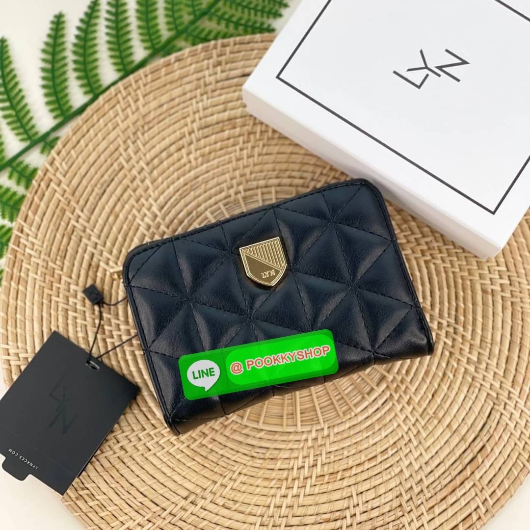 LYN แท้ Outlet กระเป๋าสตางค์ใบกลาง เปิดปิดด้วยกระดุมแม่เหล็ก